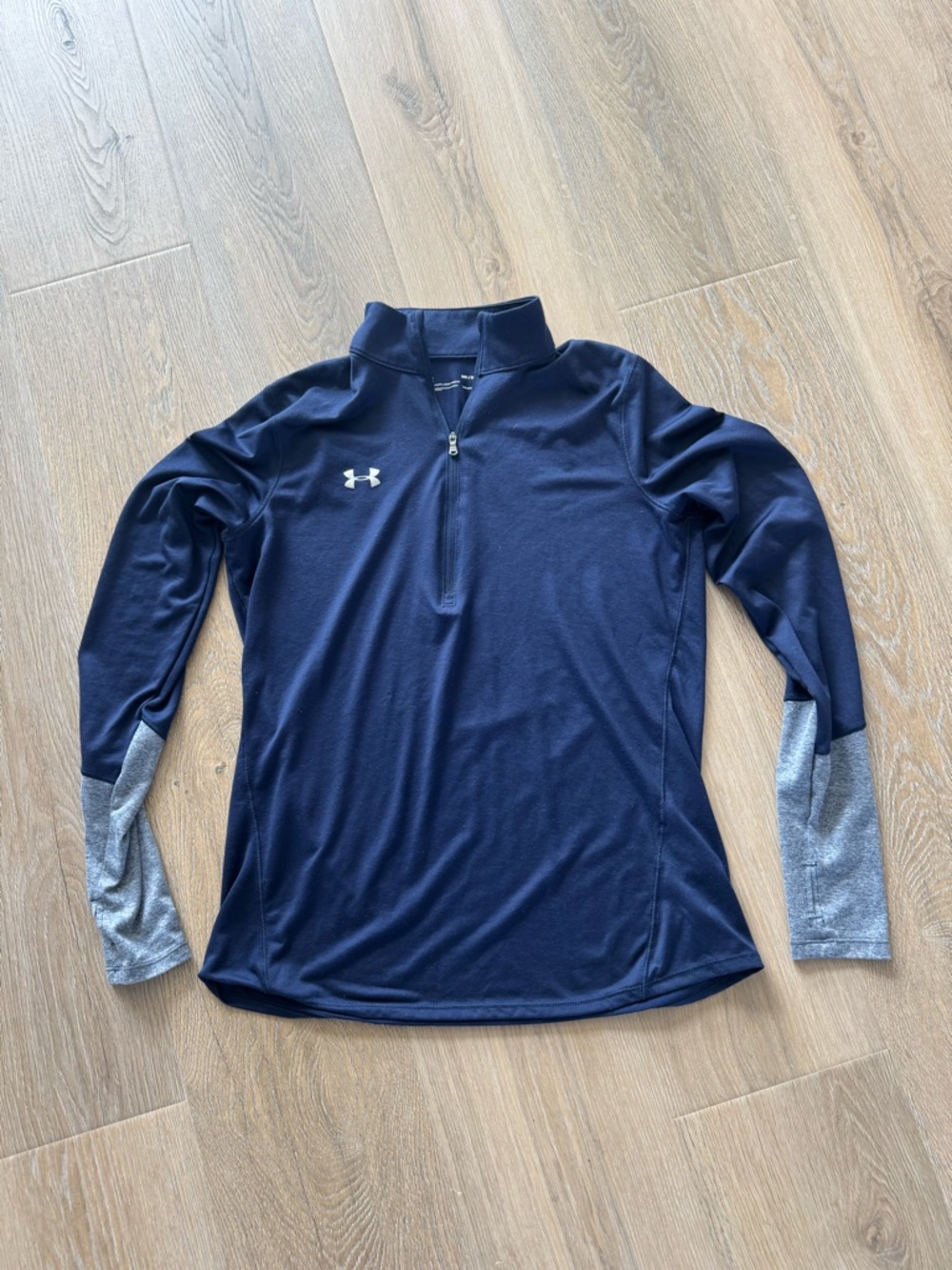 Under Armour Navy Quarter-Zip Pullover with Gray Sleeve Accents